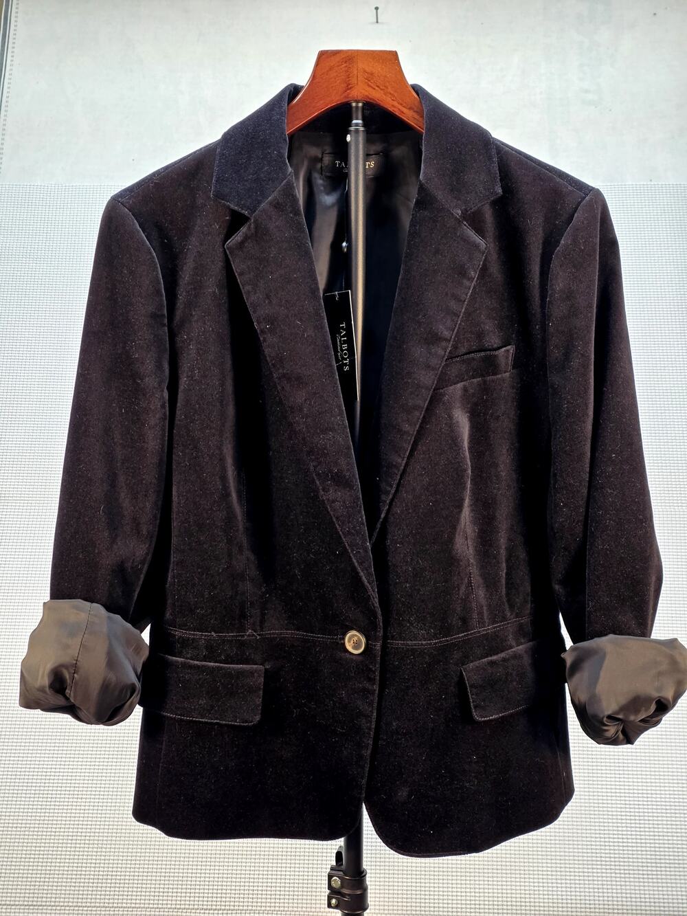 NWT Talbots Black Velvet Blazer Jacket Women's Size 16 Fully Lined Classic Prep